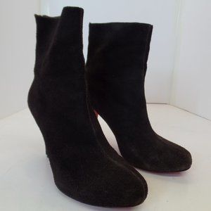 Moda Fusion Brown Suede Leather Heeled  Boots Sz 10 "Panama 13" Red Soles